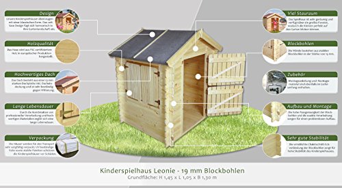 Kinder-Spielhaus-Leonie-105-x-130-Meter-aus-19mm-Blockbohlen-Kinder-Gartenhaus-Kinderspielhaus-Kinderhaus-Spielhaus-Holz-inkl-Dachpappe-und-Fuboden-0-0