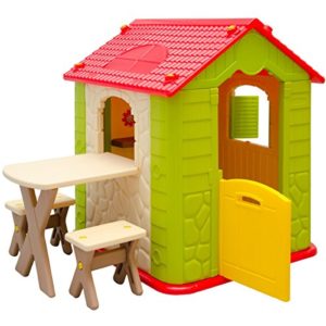 LittleTom-Kinderspielhaus-mit-Tisch-und-2-Sitzbnken-Spielhaus-aus-Kunststoff-fr-Drinnen-und-Drauen-0-0