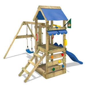 WICKEY-Spielturm-FreshFlyer-Kletterturm-mit-Sandkasten-Kletterwand-Strickleiter-Schaukel-und-Rutsche-Podesthhe-90cm-0-0